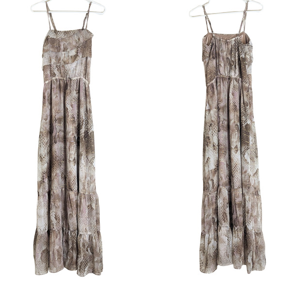 Whimsigoth Fairycore Floor Length Maxi Dress Gold Shimmer Ruffles Women's M - Picture 1 of 8